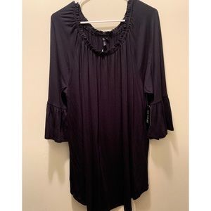 9-4-1 Black off the shoulder mini dress